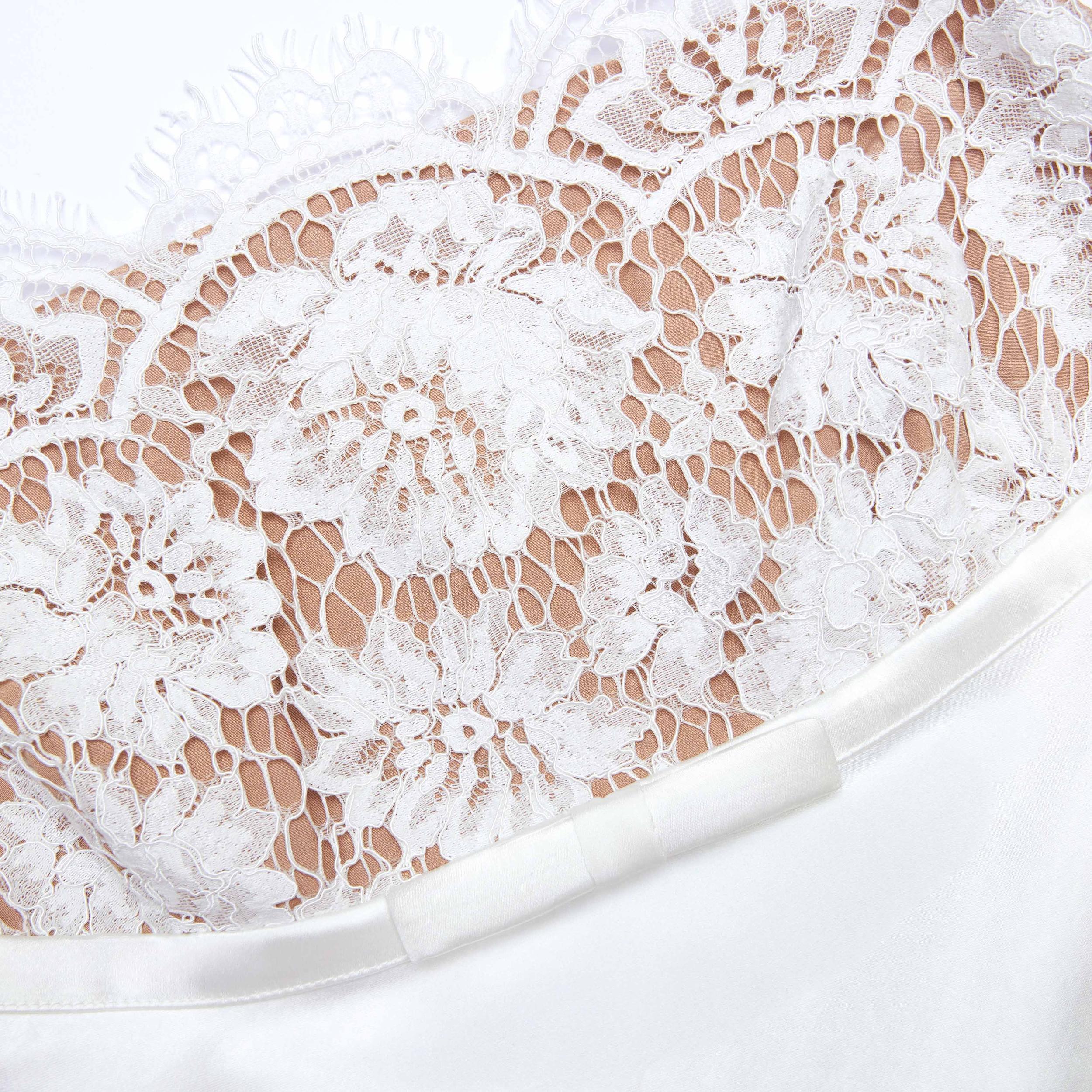 White Satin Lace Maxi Dress Product Image