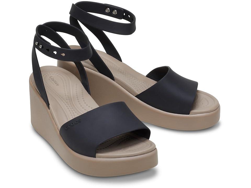 Crocs Brooklyn Ankle Strap Wedge (Black/Mushroom) Women's Shoes Product Image