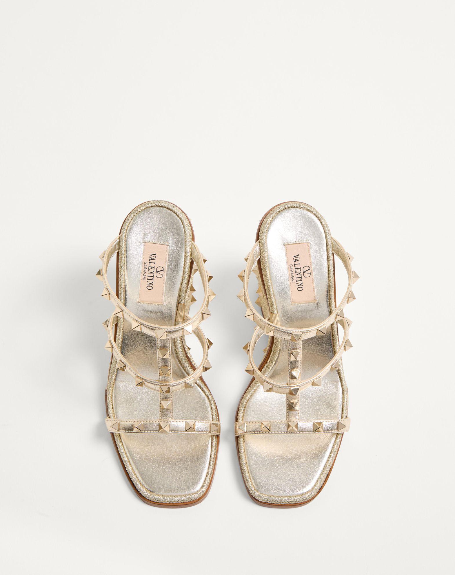 Rockstud Wedge Sandal In Laminated Nappa With Cornely Embroidery 100Mm Product Image