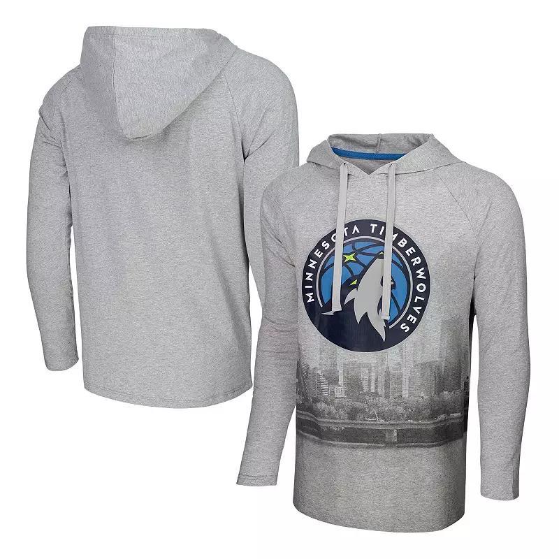 Men's Stadium Essentials Heather Gray Minnesota Timberwolves Atrium Raglan Long Sleeve Hoodie T-Shirt, Size: Small, Grey Product Image