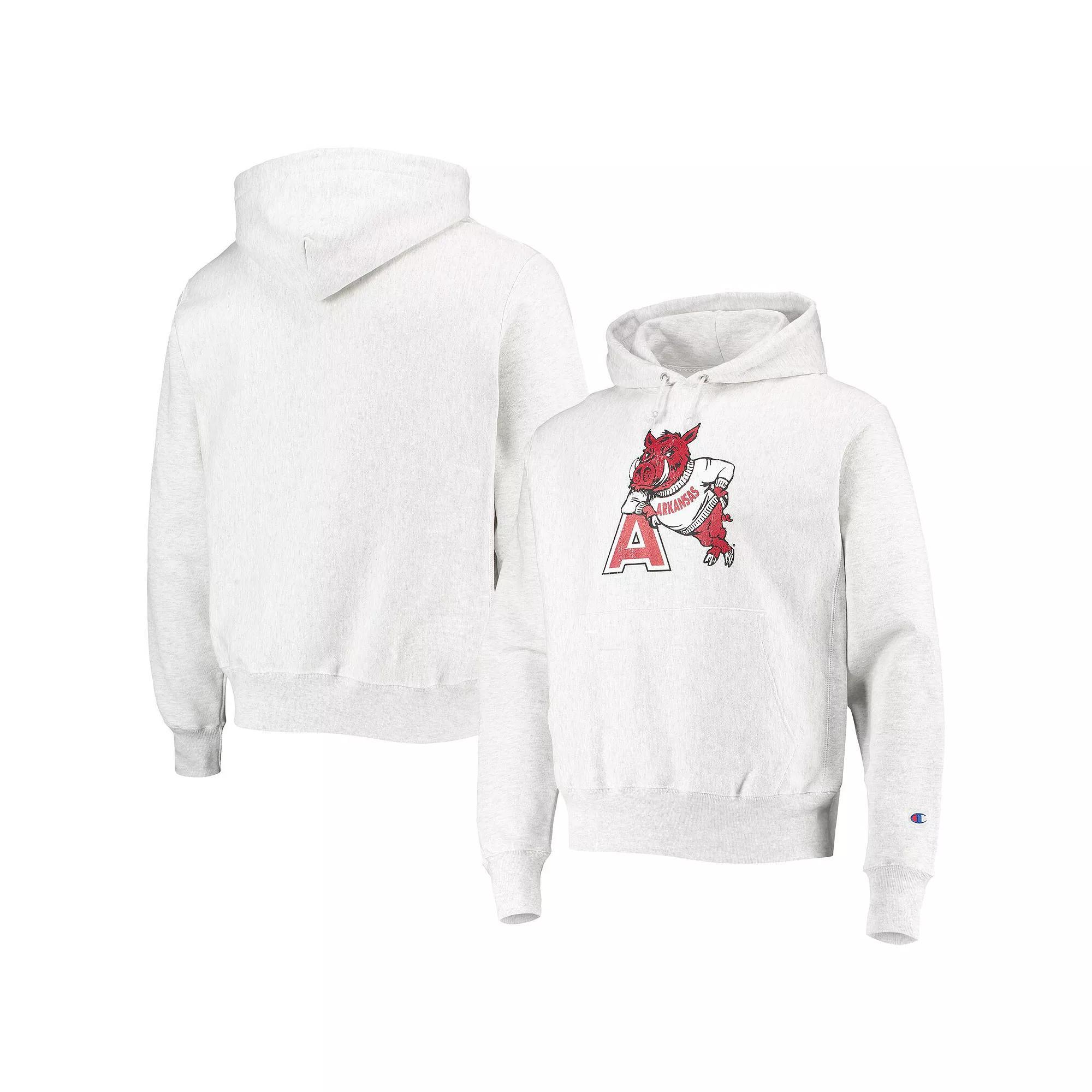 Mens Champion Heathered Gray Arkansas Razorbacks Team Vault Logo Reverse Weave Pullover Hoodie Product Image