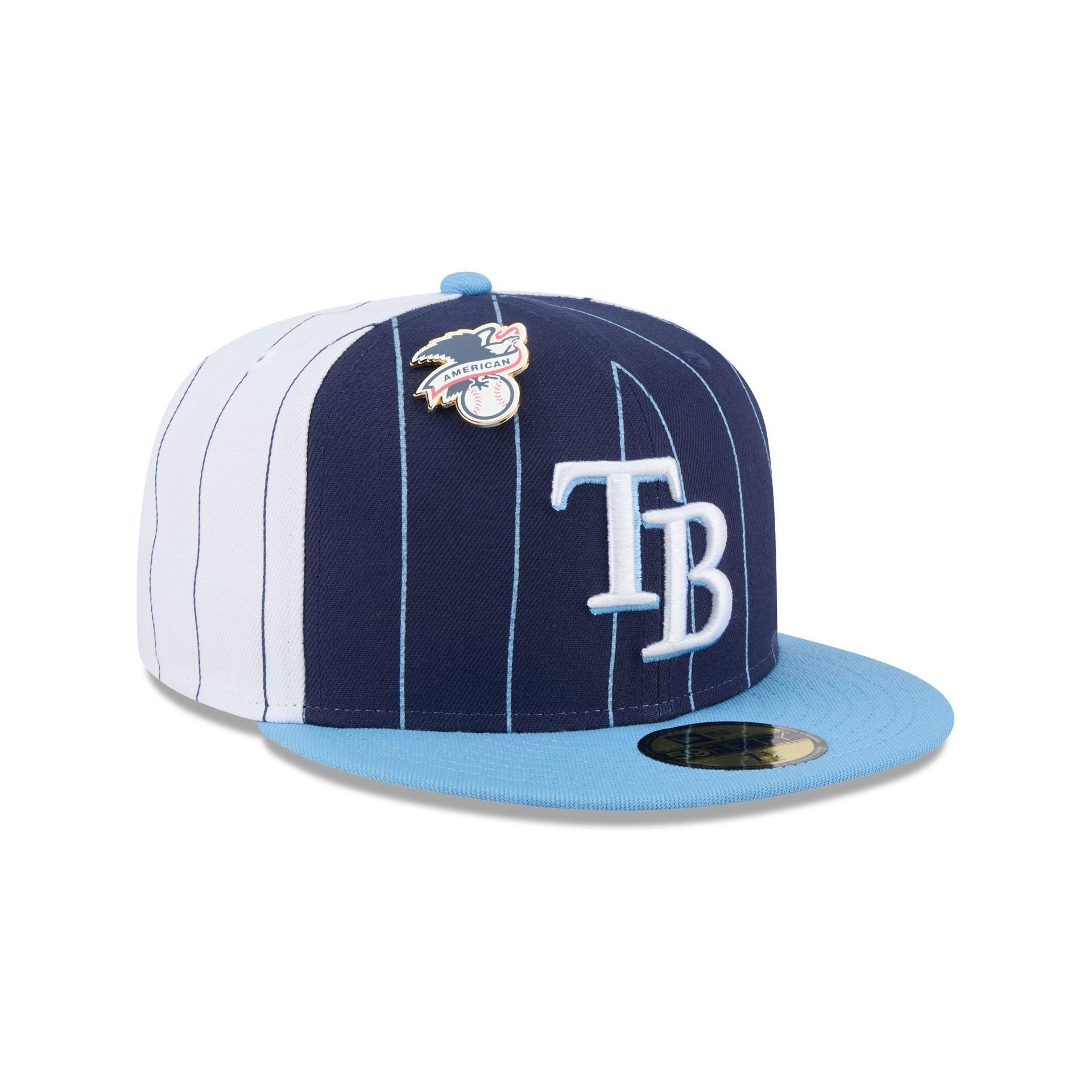 Tampa Bay Rays Pinstripe League Pin 59FIFTY Fitted Hat Male Product Image