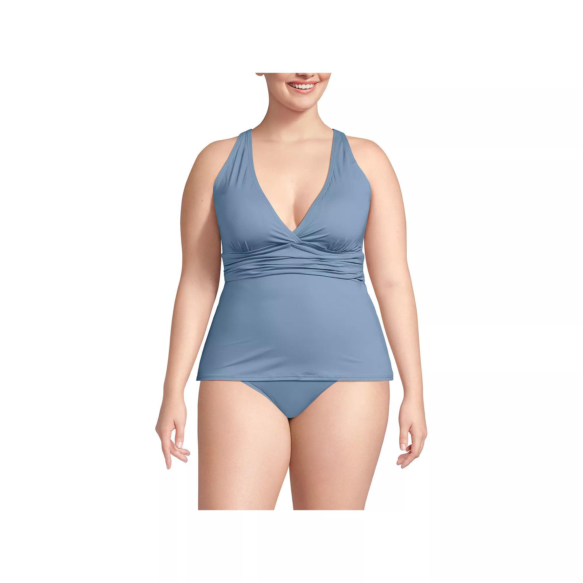 Plus Size Lands' End V-Neck Plunge X Back Tankini Swim Top, Women's, Size: 2XL, Garden Floral Product Image