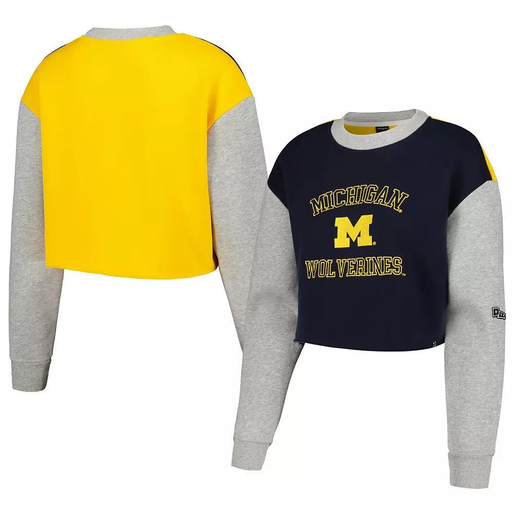 Womens Hype and Vice Michigan Wolverines Colorblock Rookie Crew Pullover Sweatshirt Blue Product Image