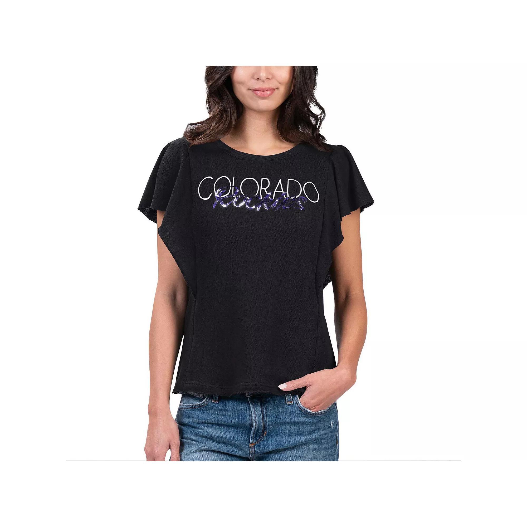 Women's G-III 4Her by Carl Banks Black Colorado Rockies Crowd Wave T-Shirt,  Product Image