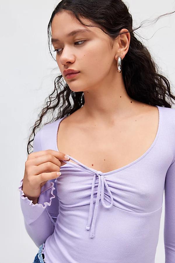 Kimchi Blue Quinn Ribbed Long Sleeve Top Womens at Urban Outfitters Product Image