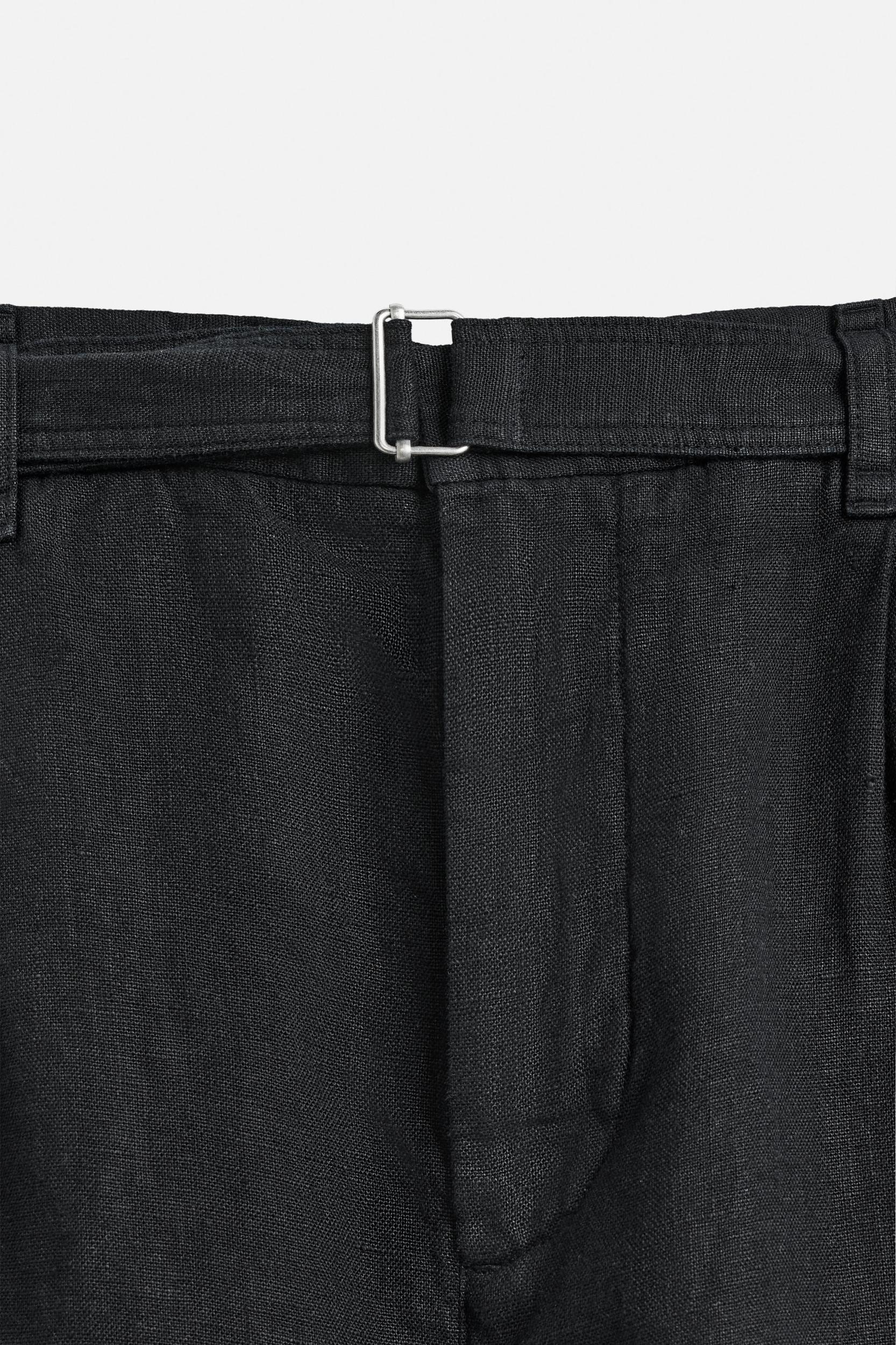 100% LINEN BELTED PANTS Product Image