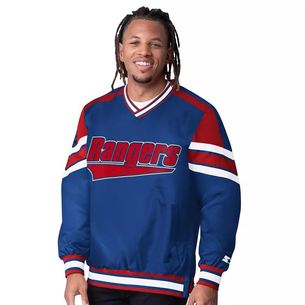 Men's Starter Blue New York Rangers Reliver I V-Neck Pullover Jacket,  Product Image
