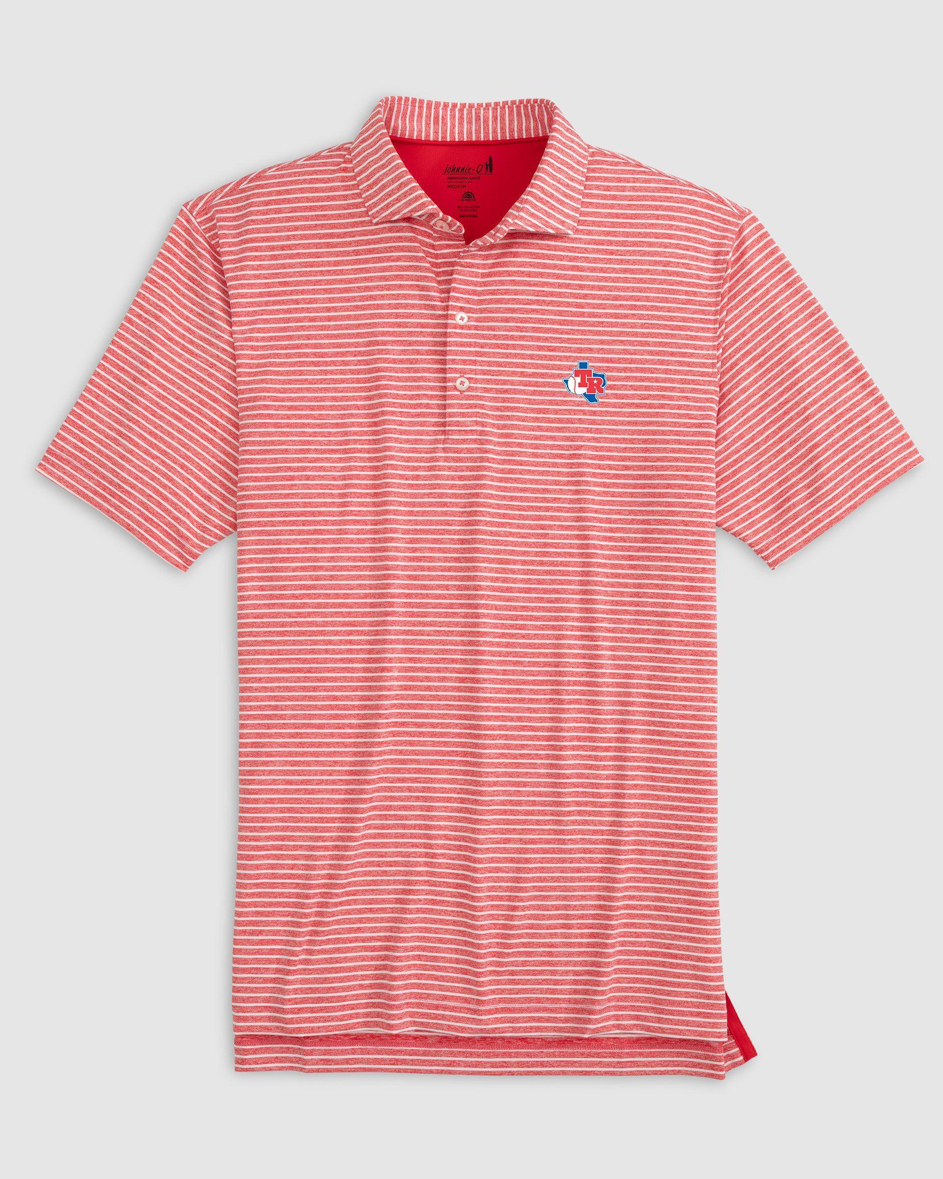 johnnie-O Texas Rangers Clipperr Striped Jersey Performance Polo - Cooperstown Logo Product Image