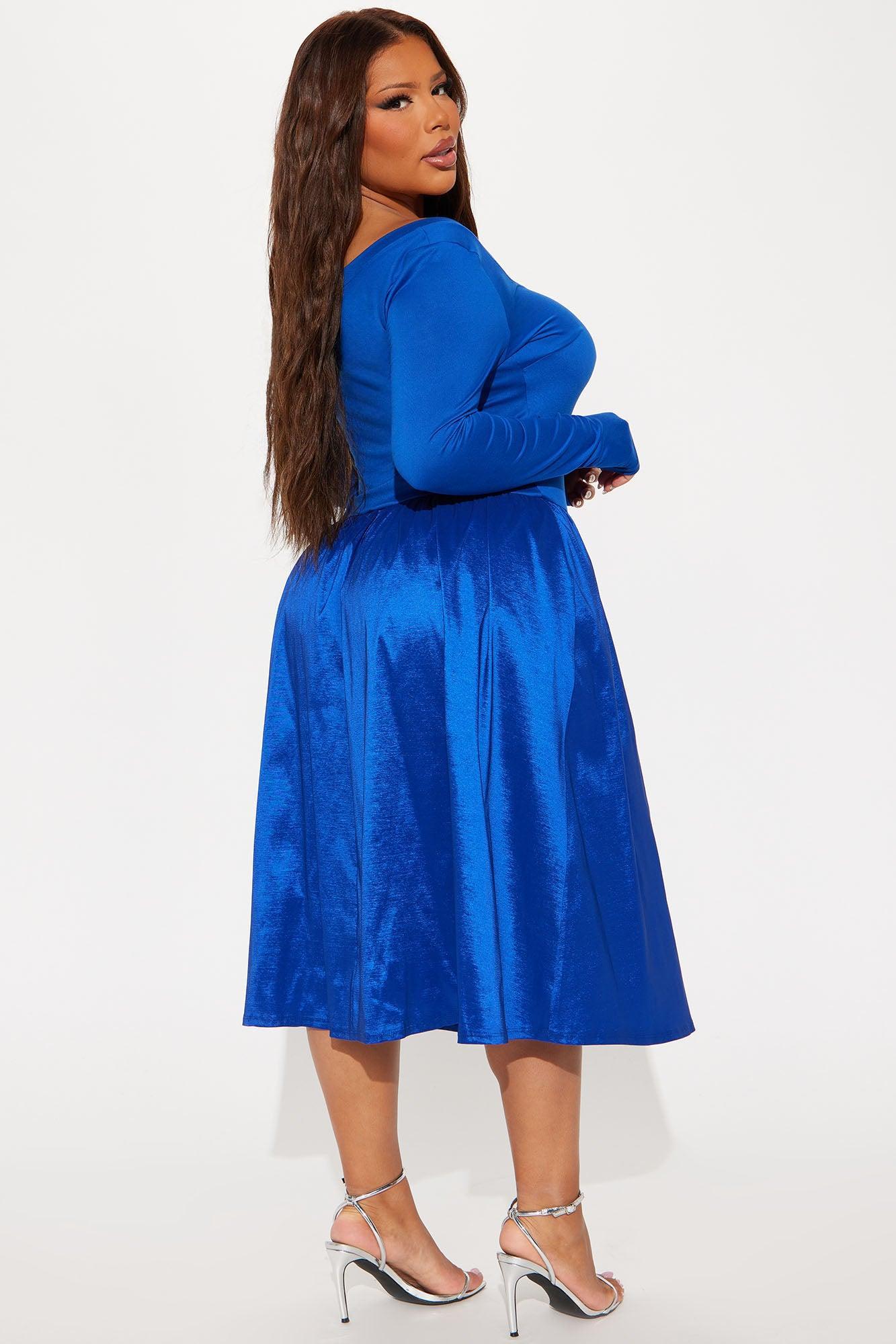 At A Glance Long Sleeve Midi Dress - Royal Product Image