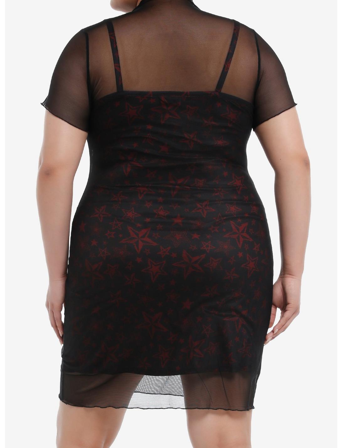 Social Collision Red & Black Star Twofer Cami Dress Plus Size Product Image