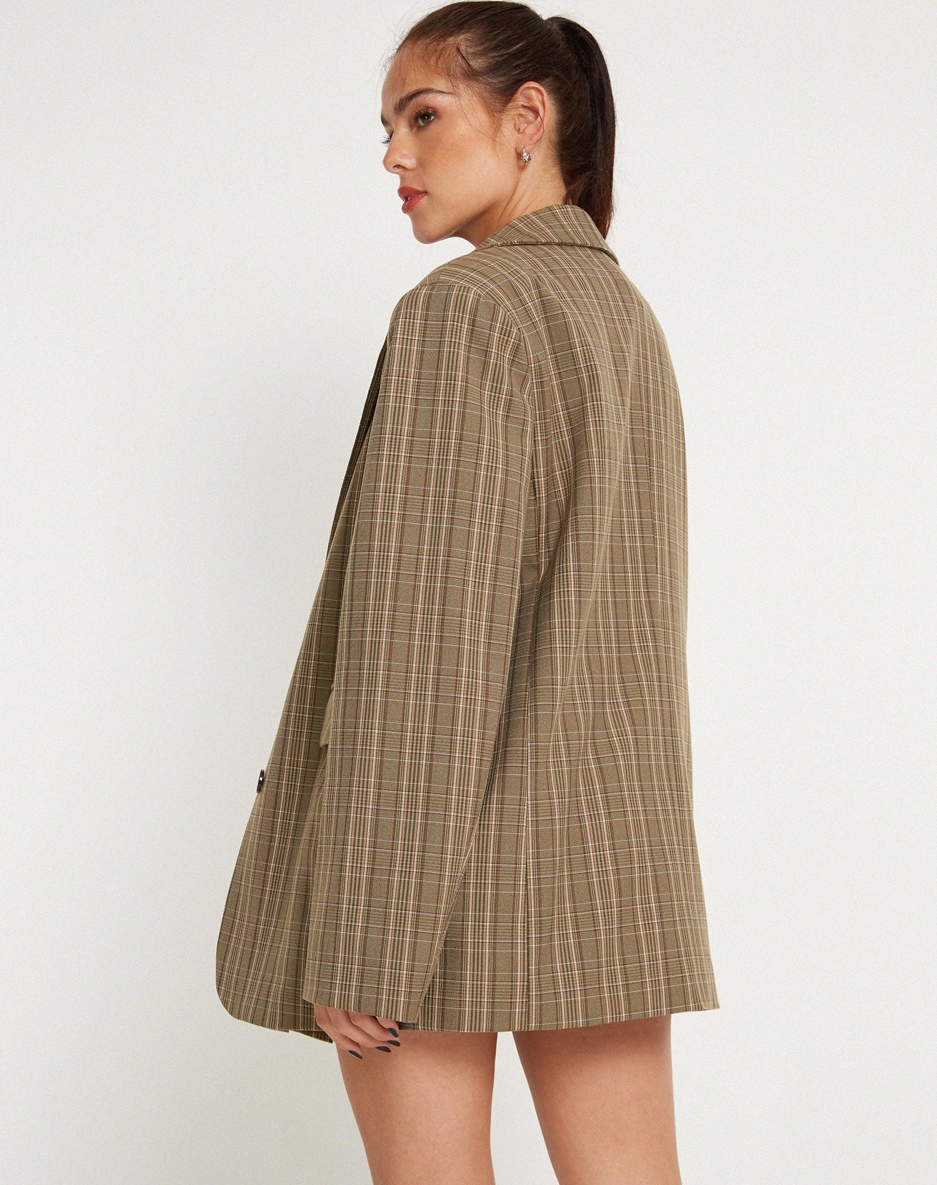 Maiwa Blazer in Check Brown Product Image