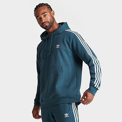 adidas Originals Mens 3 Stripe Fleece Hoodie - Arctic Night/White Product Image