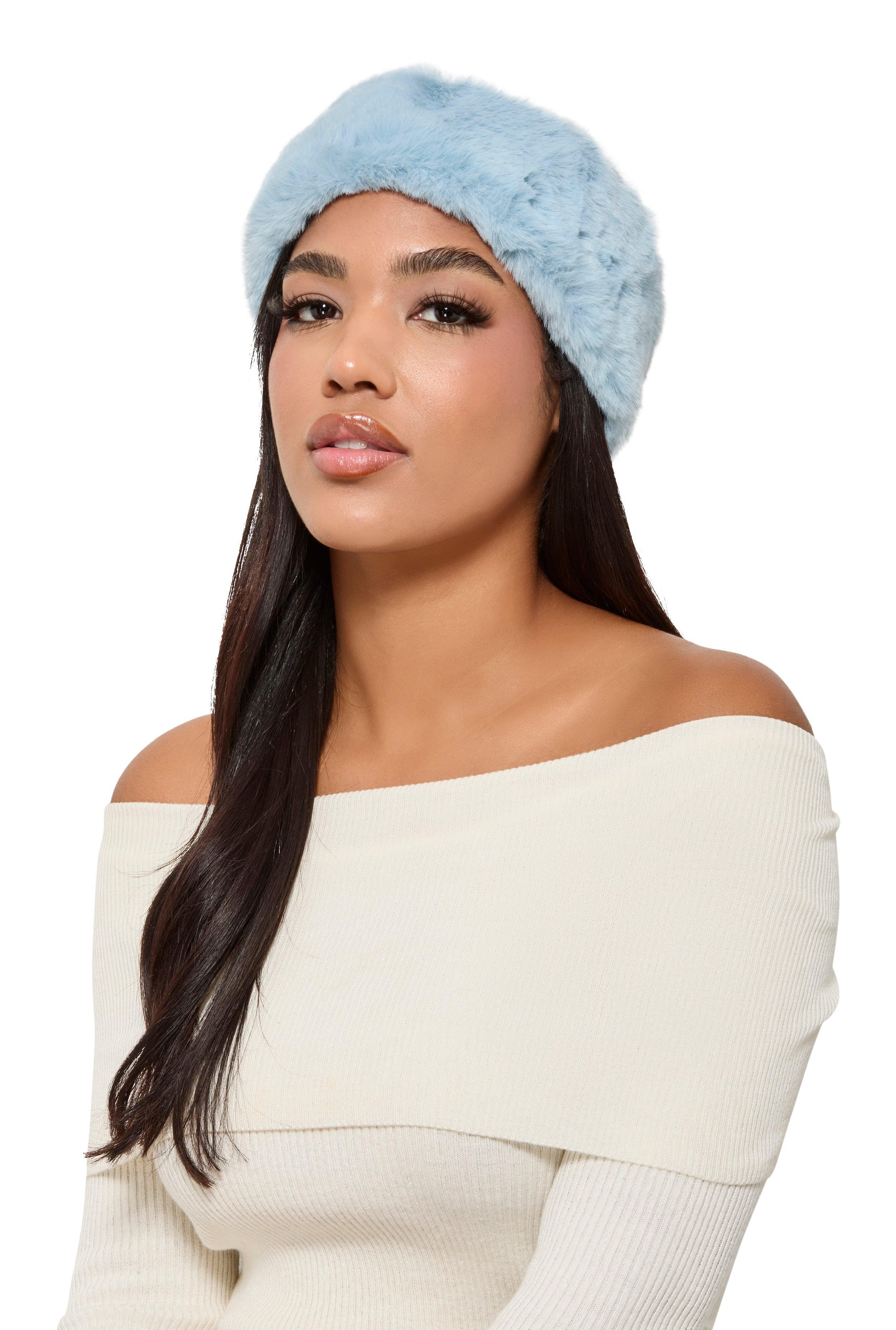 Faux Fur Elastic Back Head Wrap Female Product Image