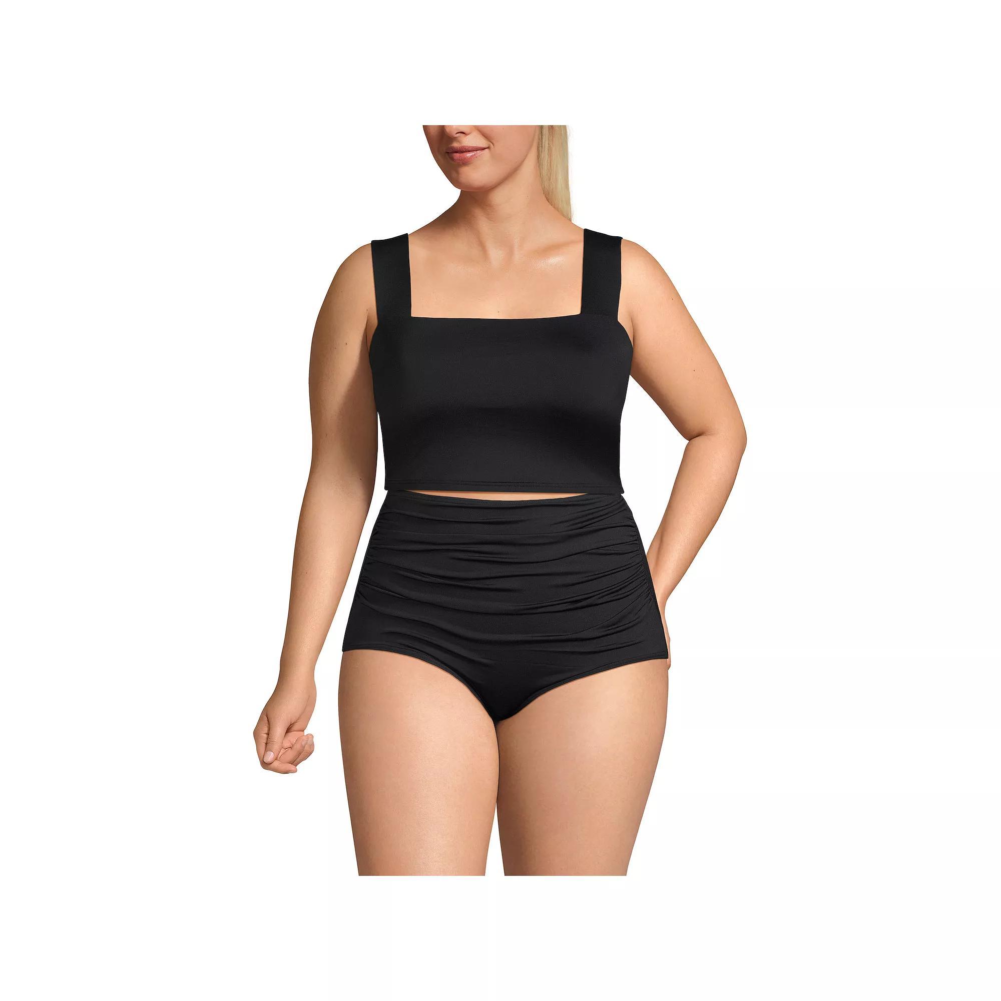 Plus Size Lands' End Square Neck Tankini Top, Women's, Size: 22 W, Black Product Image