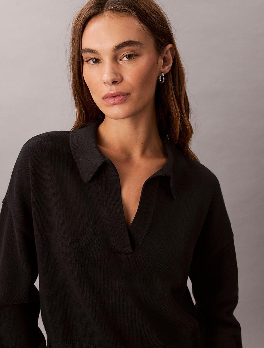 Smooth Cotton Polo Sweater Product Image