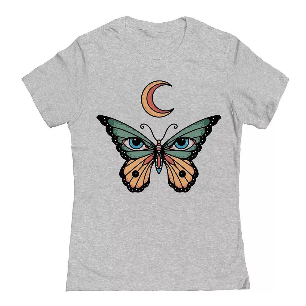 Junior's Butterfly Crescent Womens Graphic Tee, Girl's, Size: Large, Sport Gray Product Image