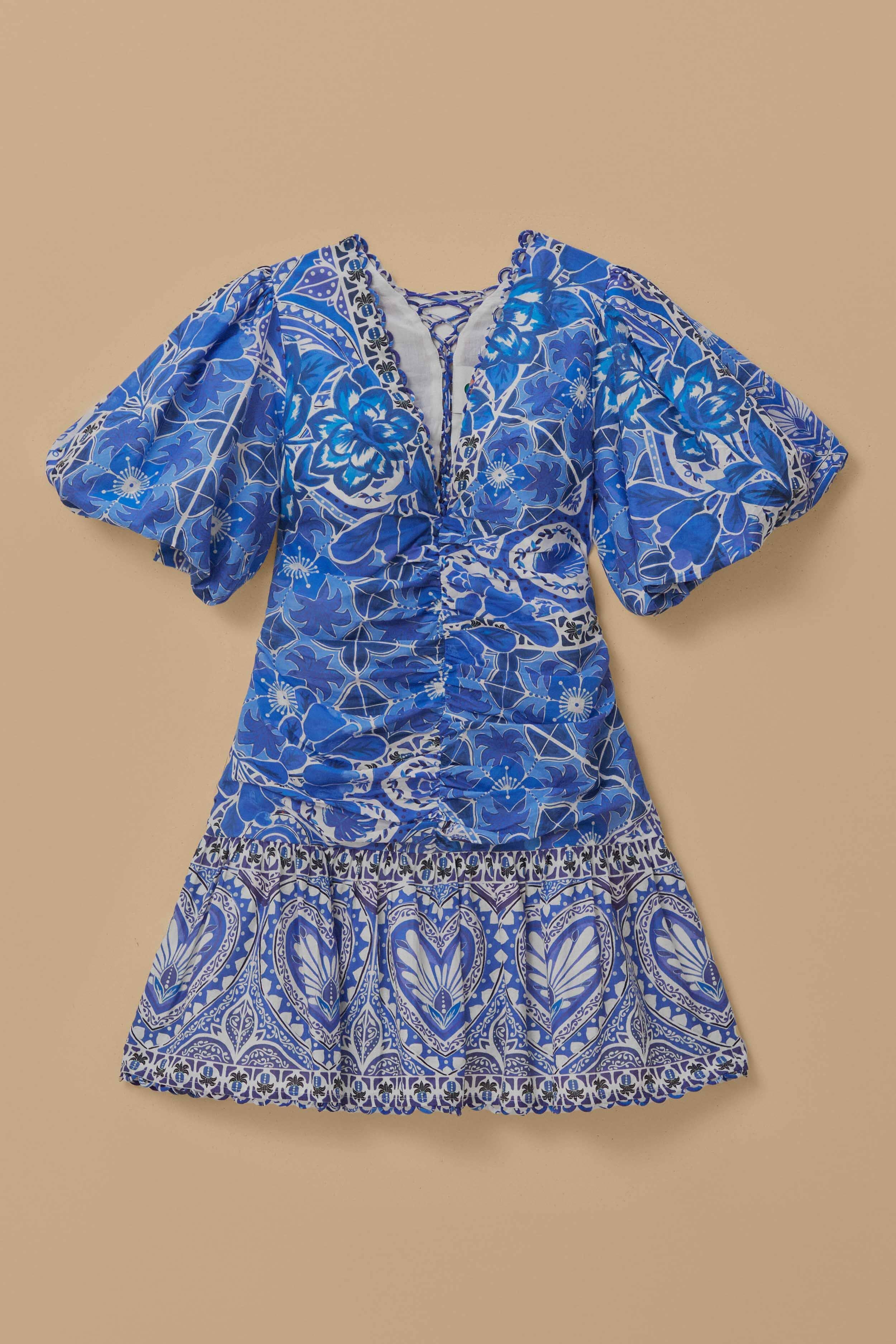 Blue Tile Dream Short Sleeve Mini Dress Product Image