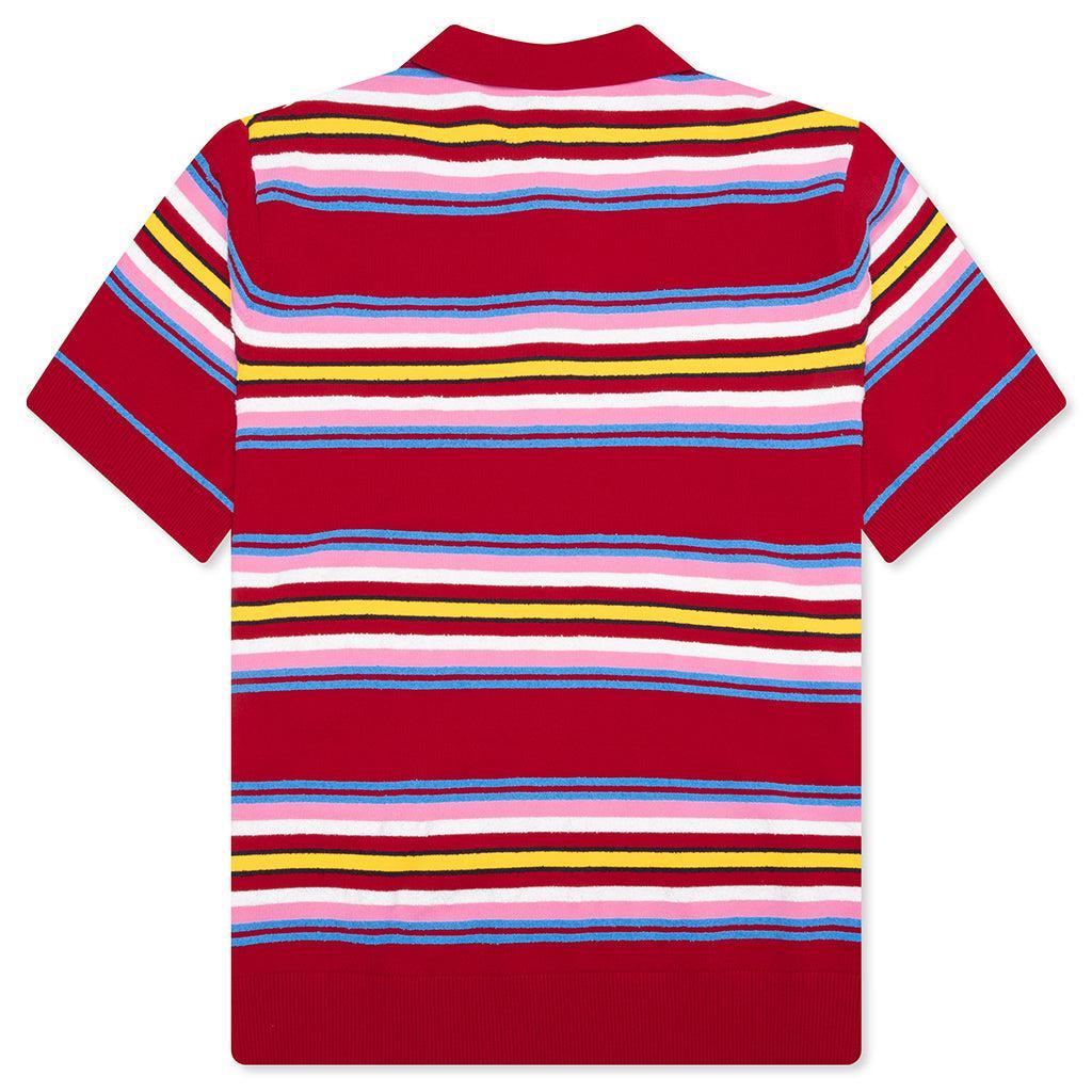 Oversized Striped Polo - Multi Dark Red Male Product Image