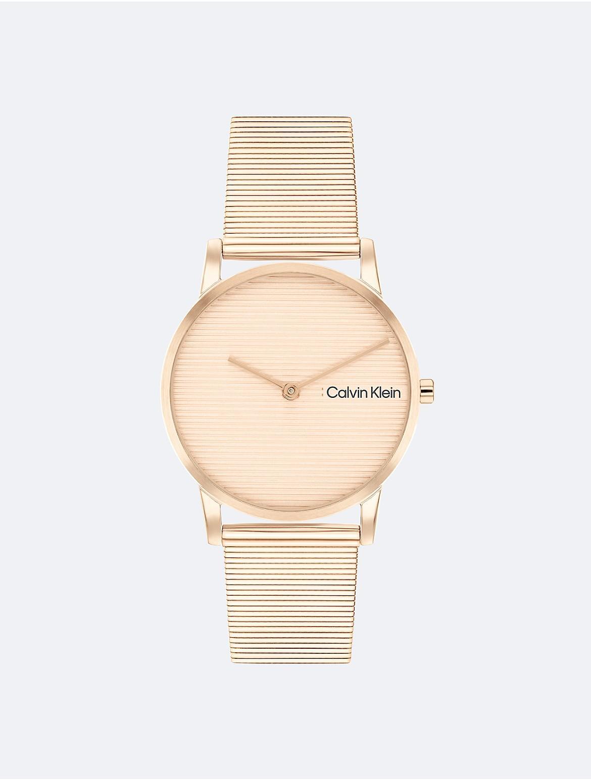 Calvin Klein Womens Ck Feel Carnation Gold-Tone Stainless Steel Mesh Watch 30mm Product Image