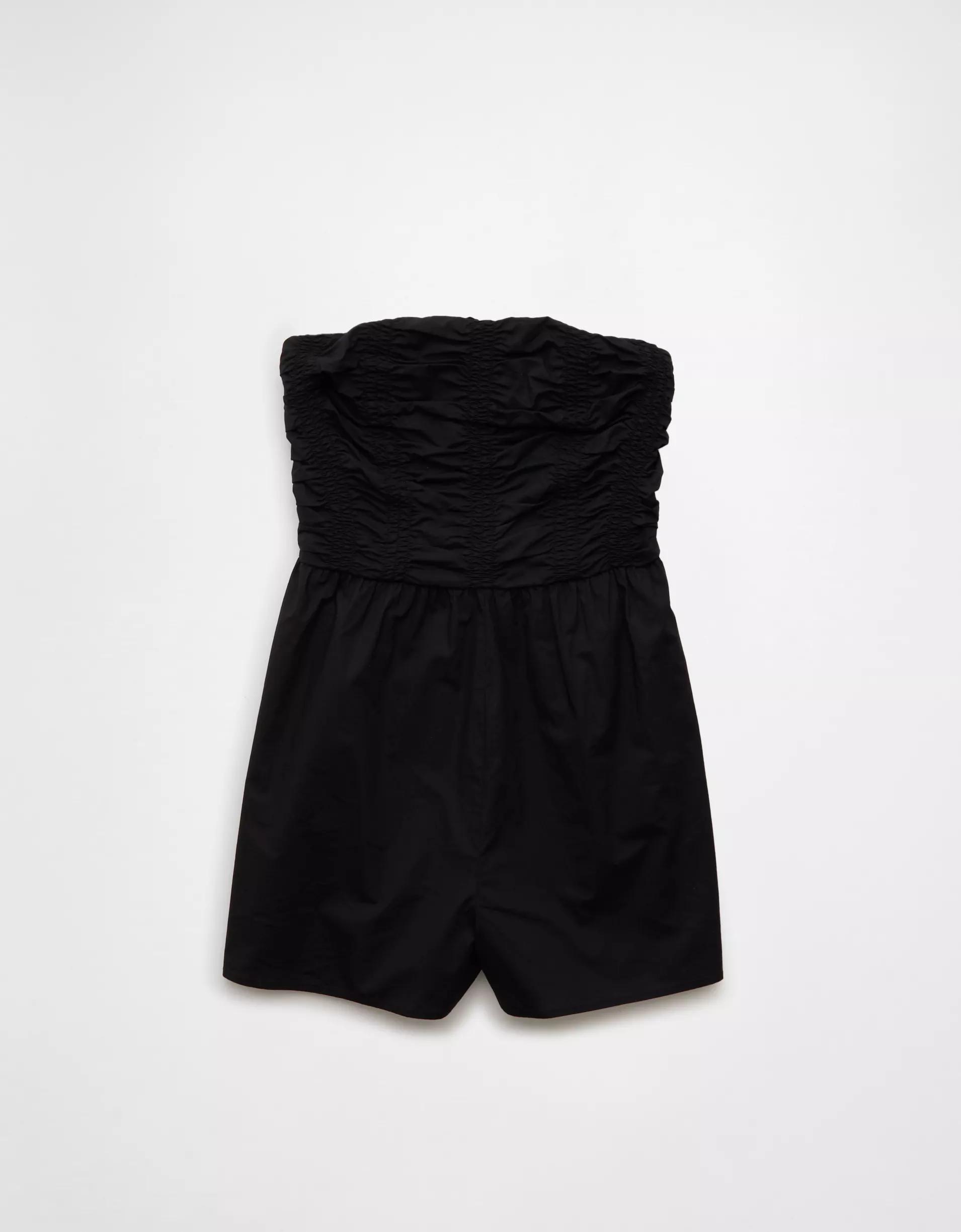 AE Strapless Ruched Bodice Romper Product Image