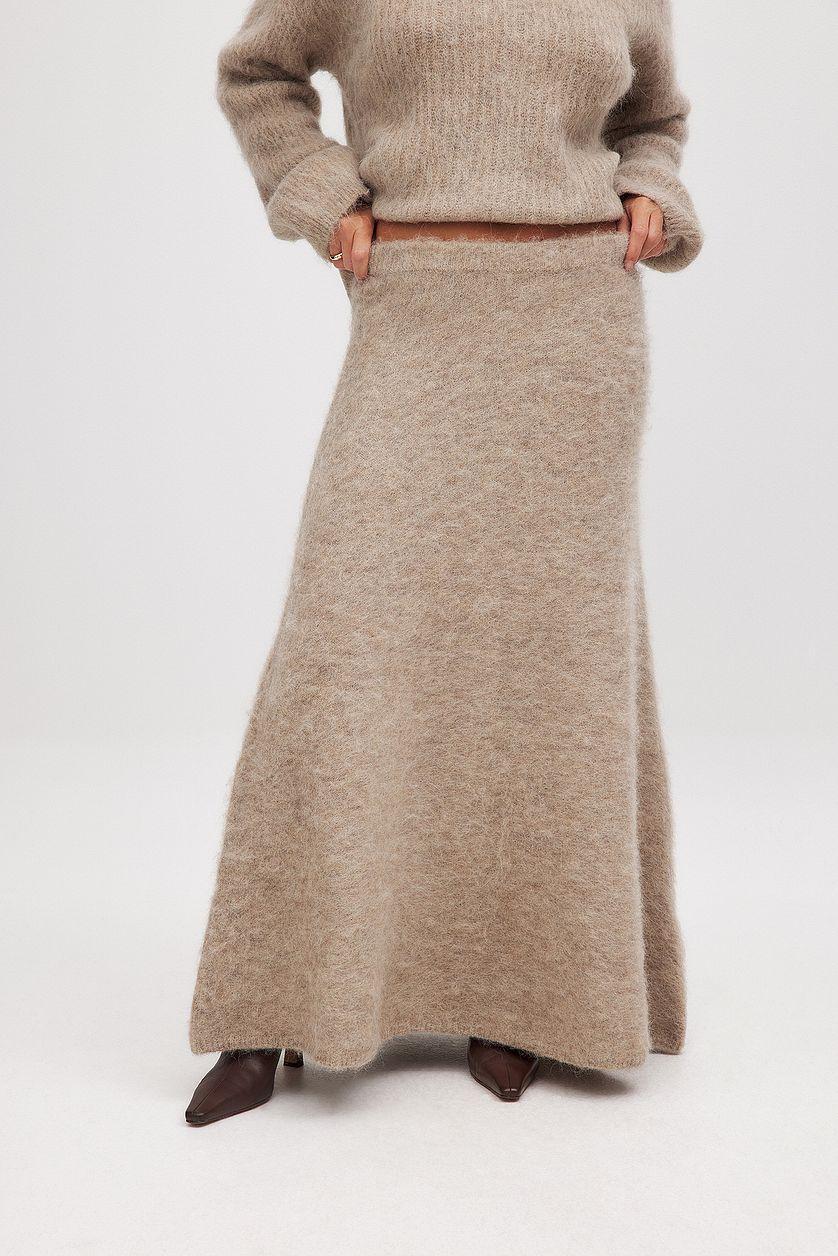 Wool Blend Knitted Maxi Skirt Product Image