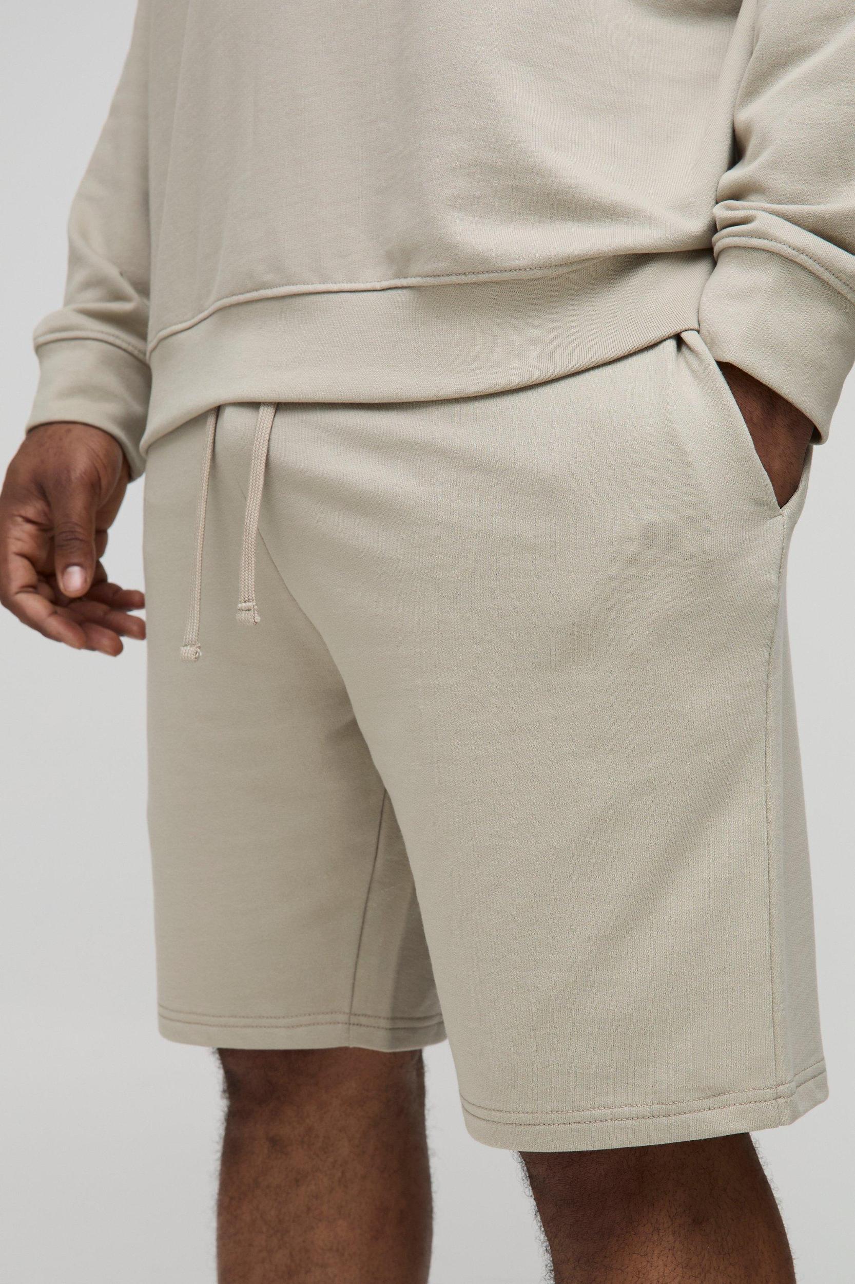 Plus 260GSM Loopback Slim Fit Basic Shorts | boohooMAN USA Product Image