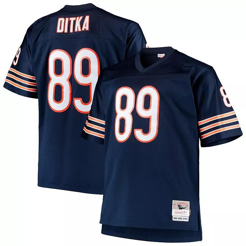 Men's Mitchell & Ness Mike Ditka Navy Chicago Bears Big & Tall 1966 Retired Player Replica Jersey, Size: 5XLT, Blue Product Image