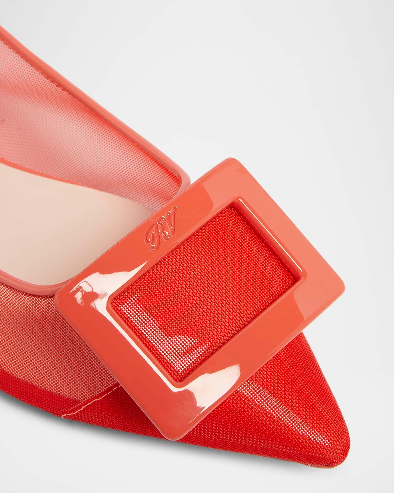 Grommettine Mesh Net Buckle Ballerina Flats Product Image