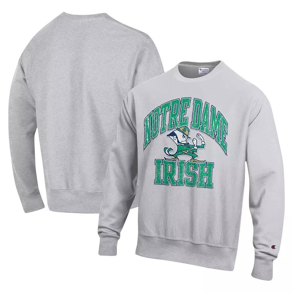 Men's Champion Heather Gray Notre Dame Fighting Irish Vault Late Night Reverse Weave Pullover Sweatshirt, Size: Large, Grey Product Image