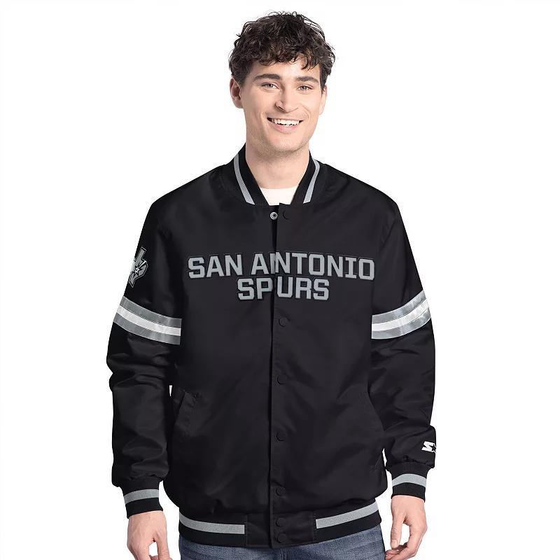 Men's Starter Black/Silver San Antonio Spurs Scout Full Snap Varsity Jacket,  Product Image
