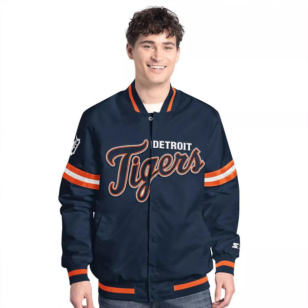 Men's Starter Navy Detroit Tigers Scout Full-Snap Varsity Jacket,  Product Image