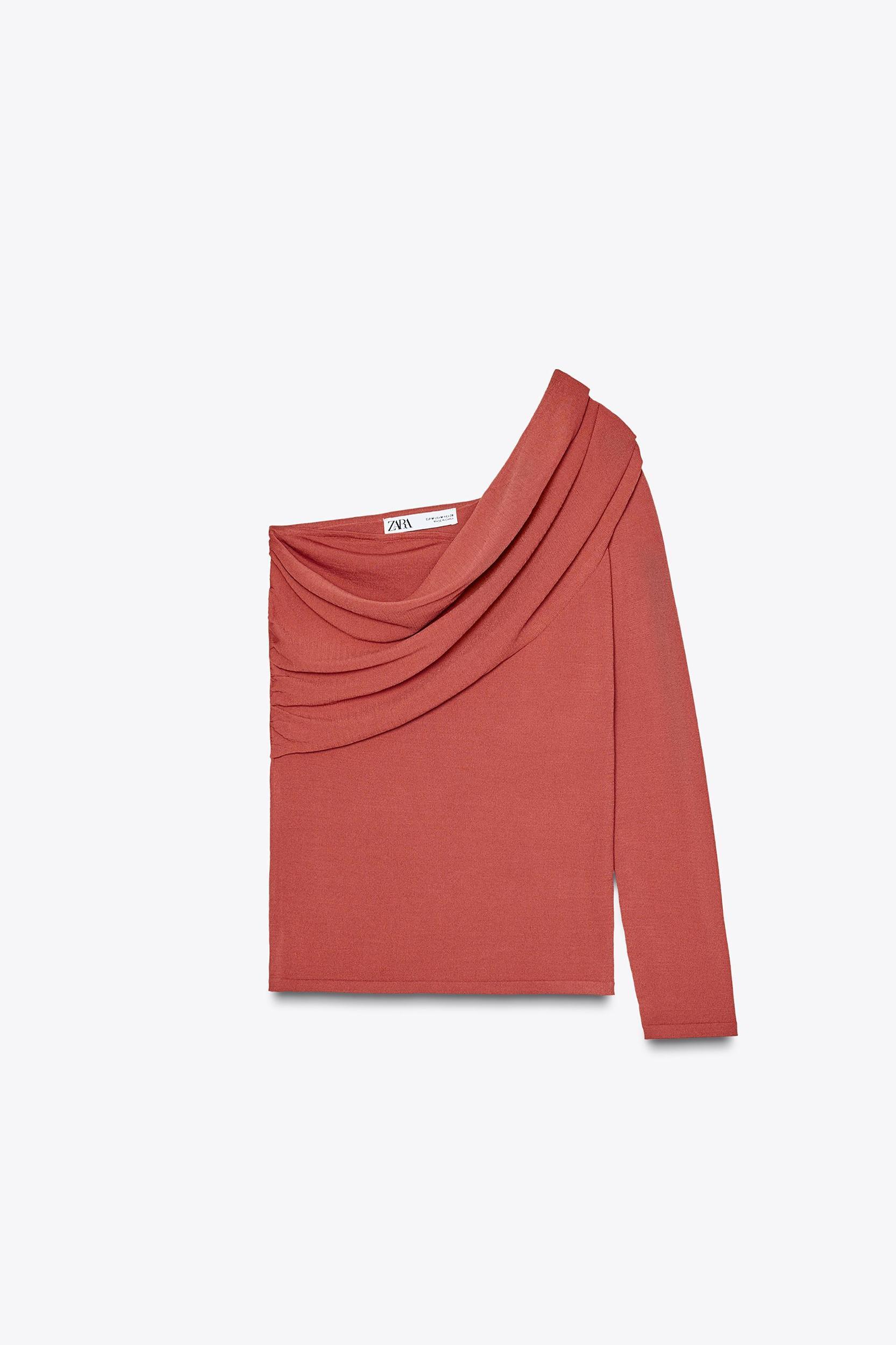DRAPED KNIT ASYMMETRIC TOP Product Image