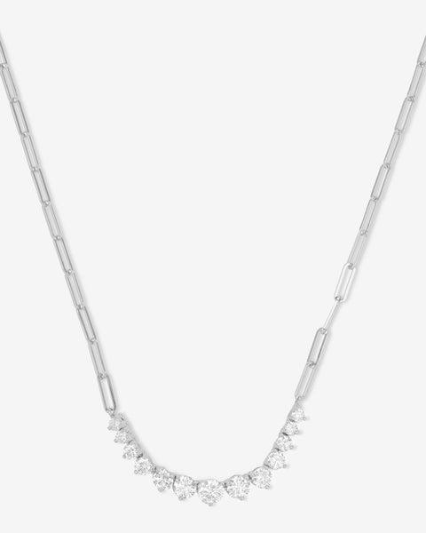 Not Your Basic Graduated Samantha Tennis Necklace - Silver|White Diamondettes Product Image