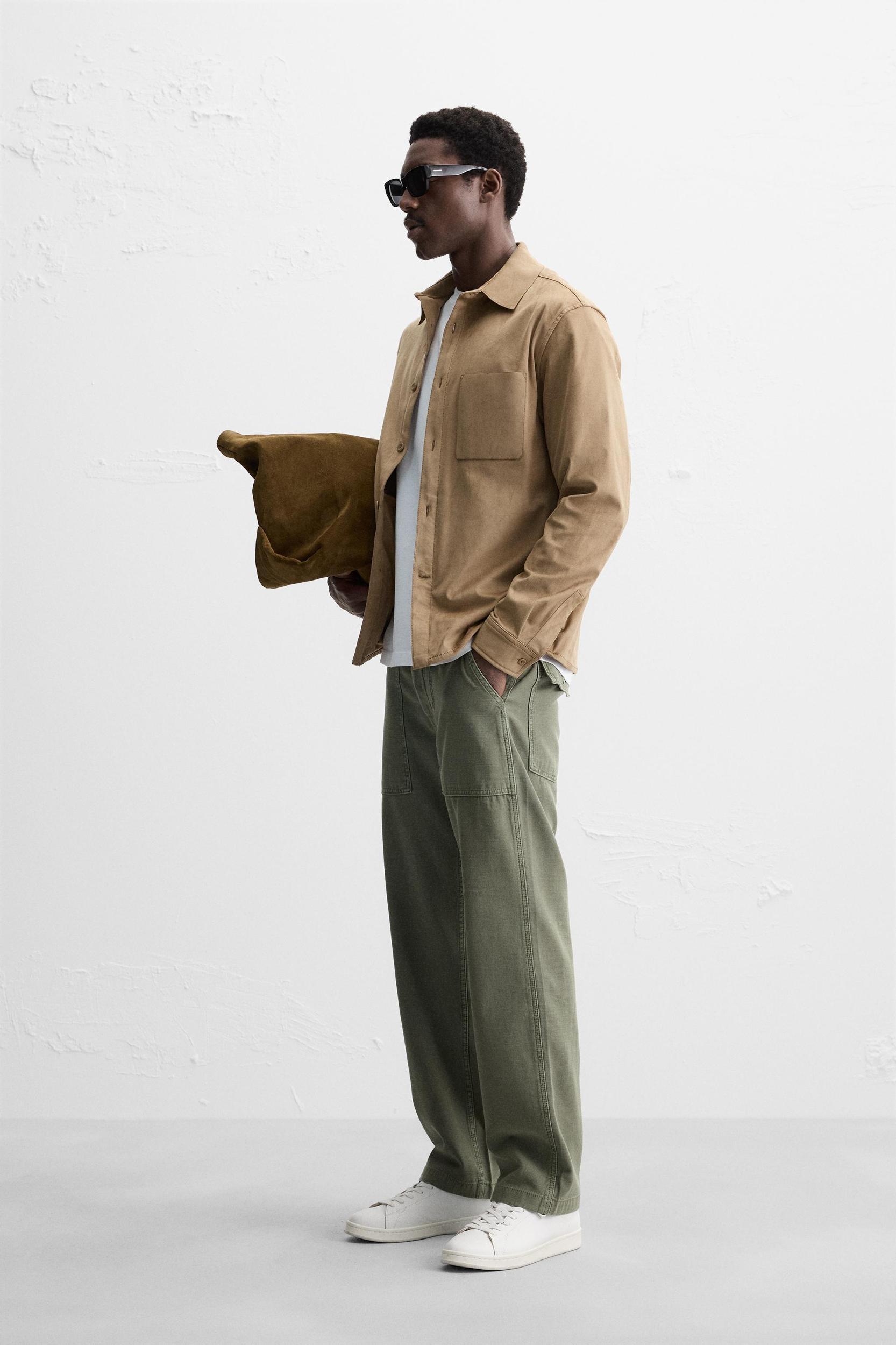 LIGHTWEIGHT FAUX SUEDE OVERSHIRT Product Image