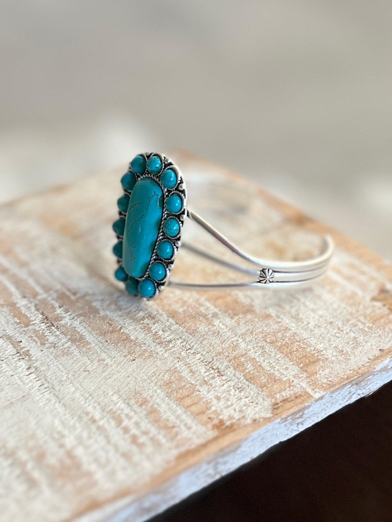 Turquoise Squash Blossom Cuff Bracelet Product Image
