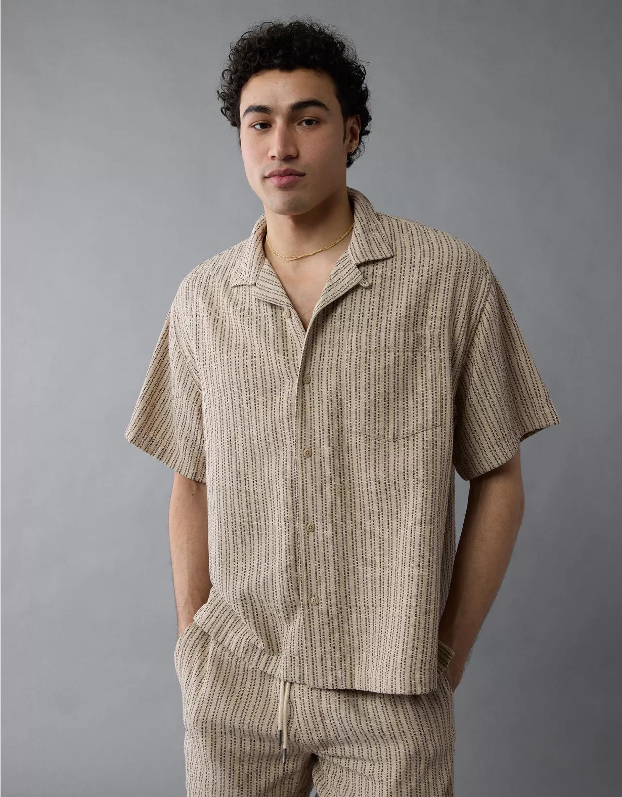 AE Poolside Striped Button-Up Shirt Product Image