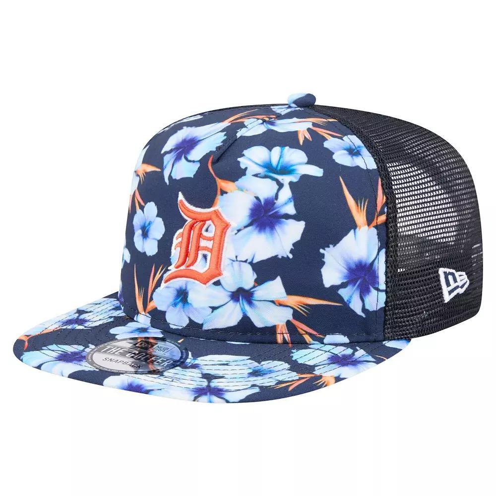 Mens New Era Detroit Tigers Adventure Pattern Golfer Trucker Snapback Hat, Blue Product Image