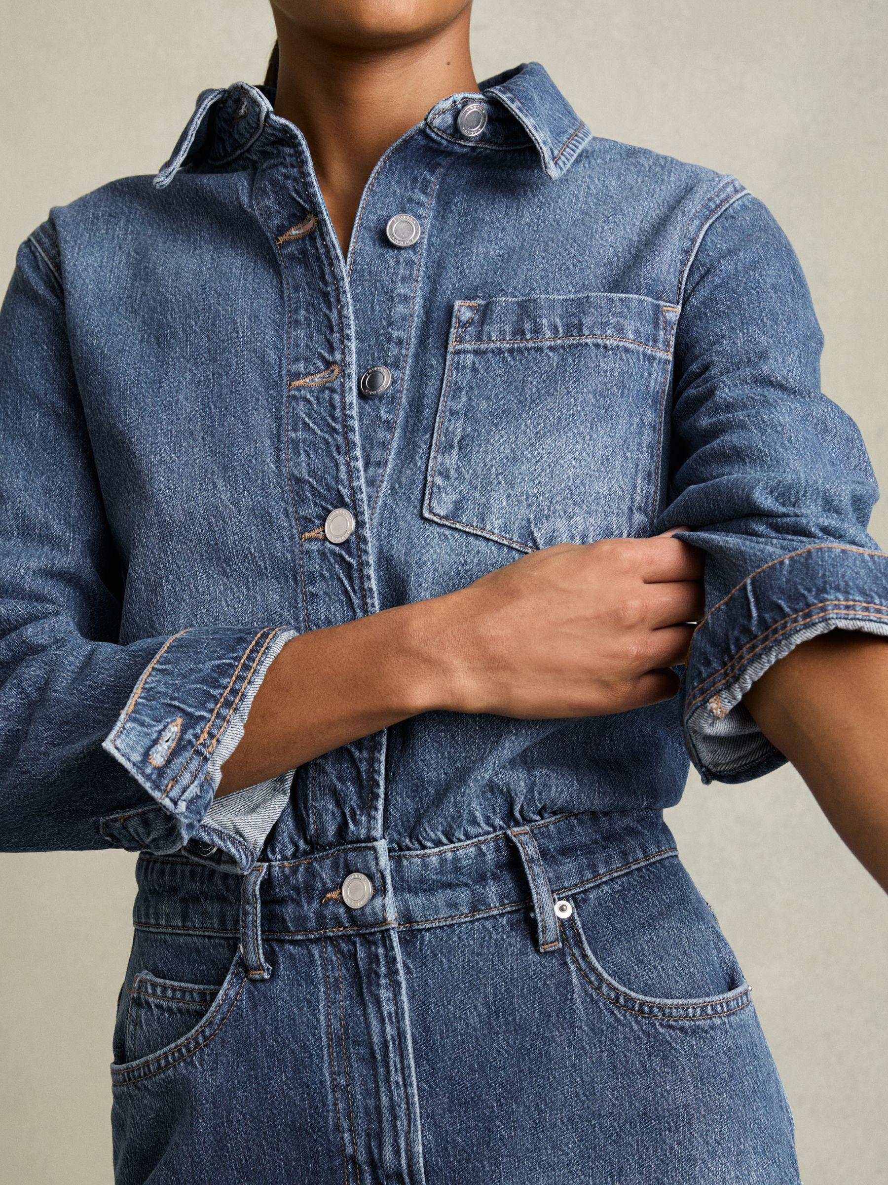 Denim Button-Through Midi Dress in Indigo Product Image