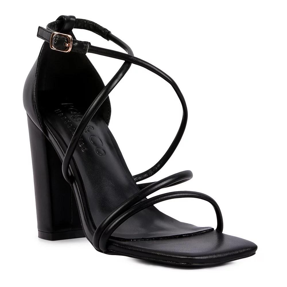 Rag & Co Opulence Women's Leather Strappy Block Heel Sandals, Size: 7, Black Product Image