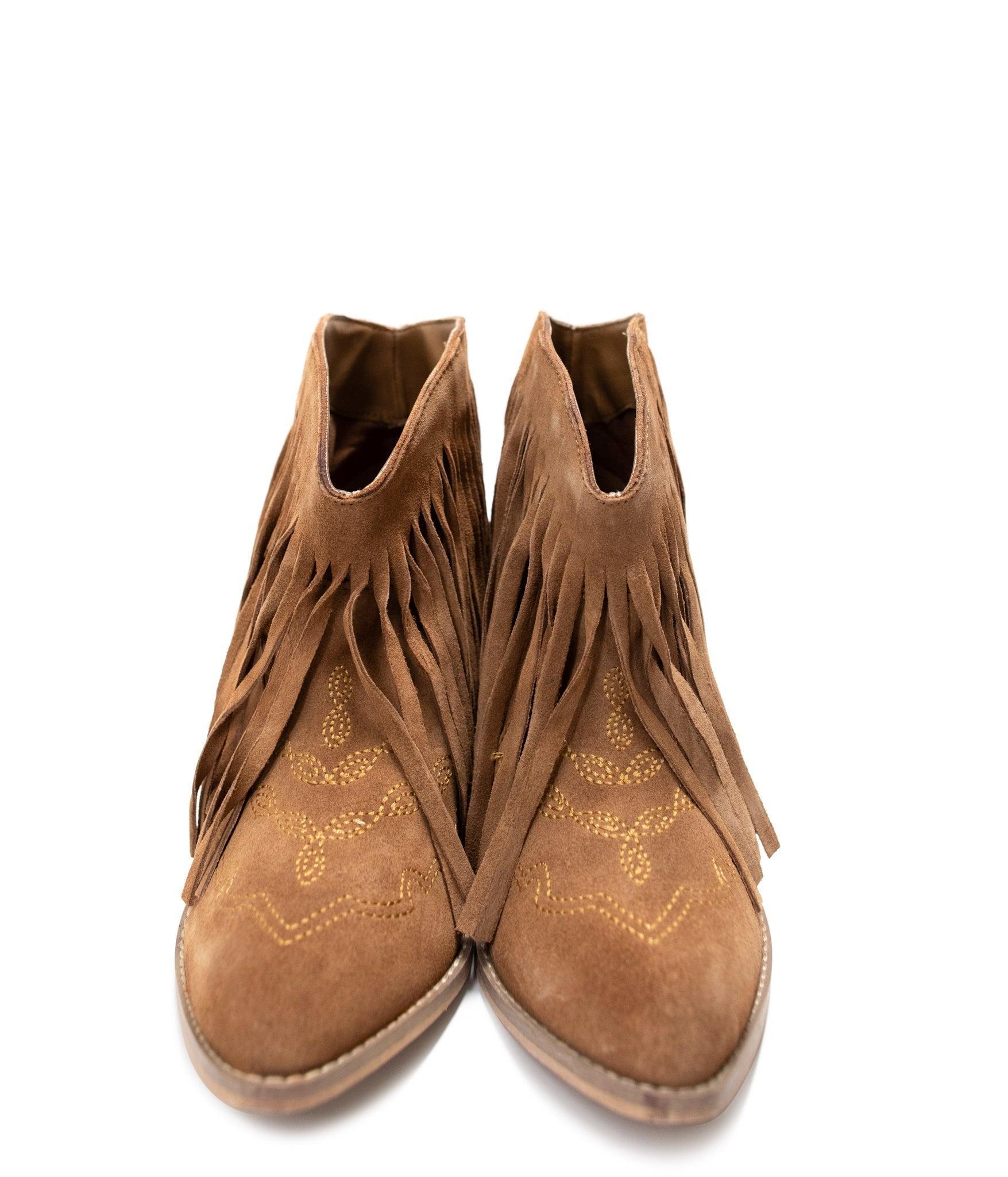 Amos Fringe Ankle Bootie in Tan Suede (Online Exclusive) Product Image