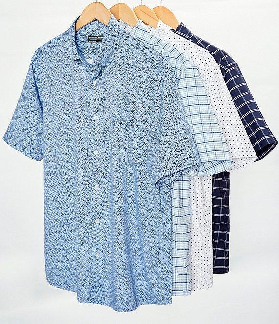 Roundtree & Yorke The Traveler Performance Short Sleeve Plaid Print Sport Shirt Product Image