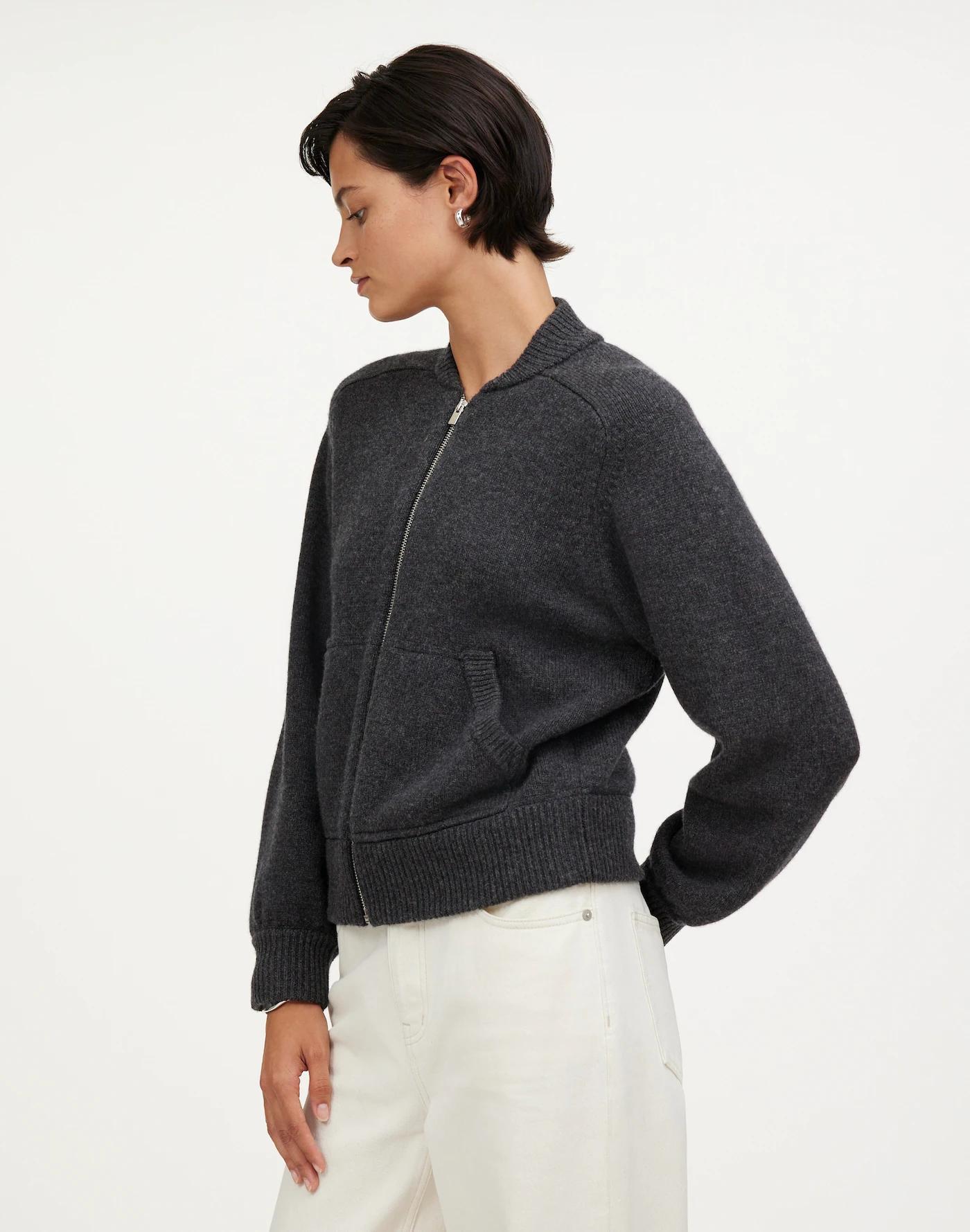 Wool-Blend Knit Bomber Jacket Product Image