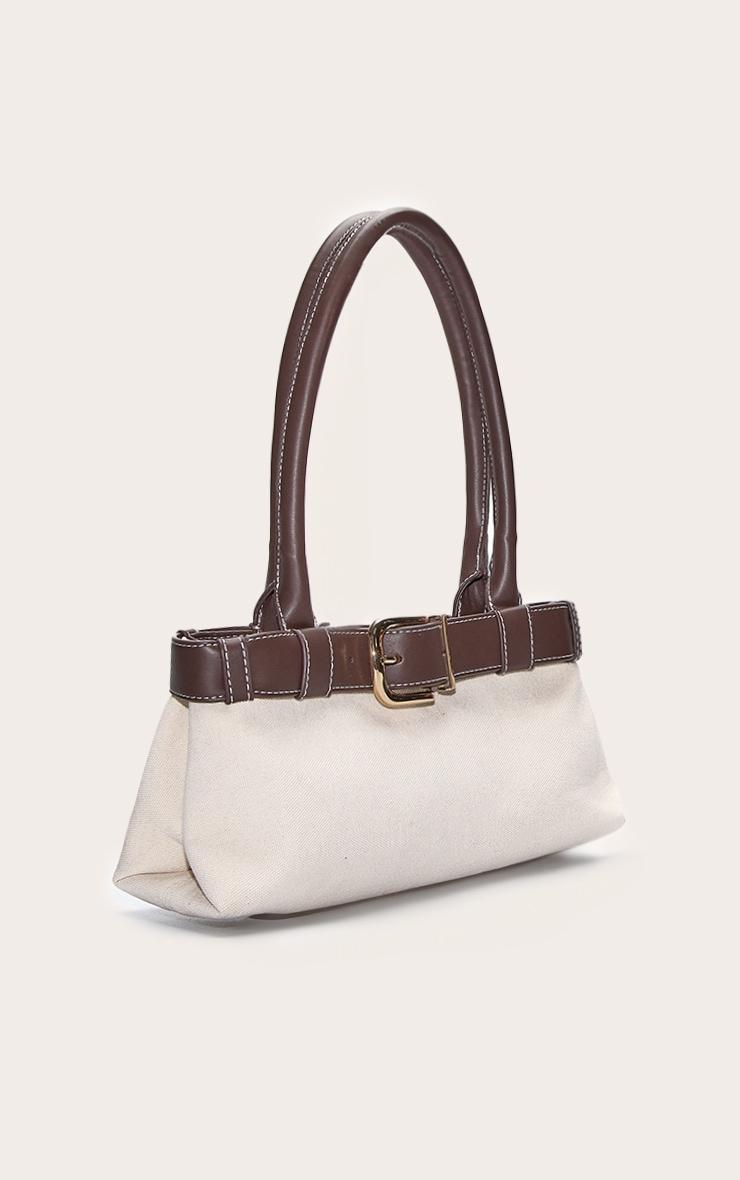 Canvas Belted PU Elongated Shoulder Bag Product Image