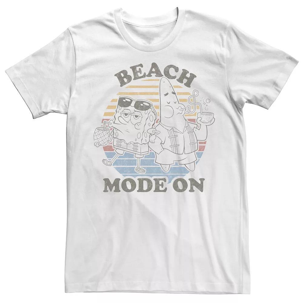 Men's Spongebob Squarepants Beach Mode On Faded Retro Tee,  Product Image
