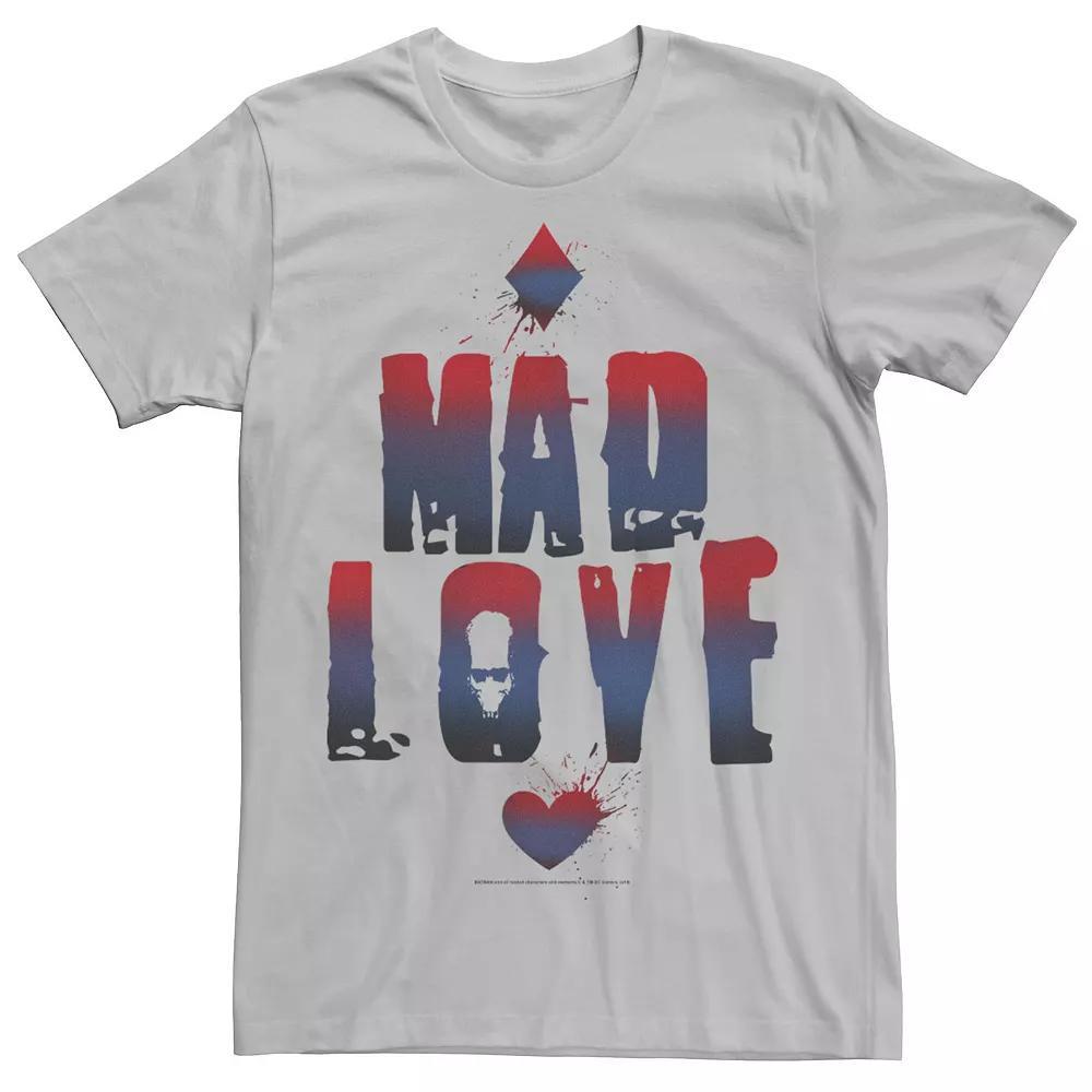Men's Batman Mad Love Gradient Text Tee, Size: Small, Silver Product Image