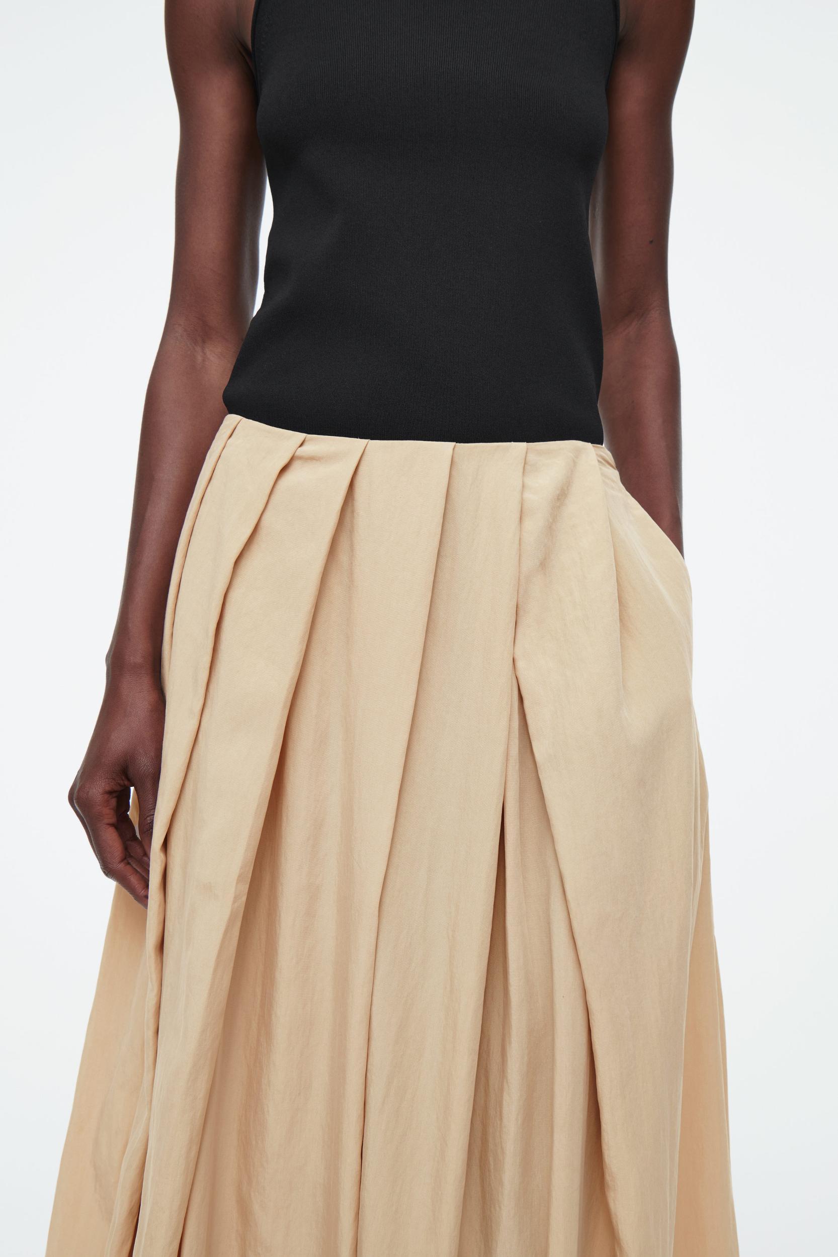 PLEATED A-LINE MIDI SKIRT Product Image