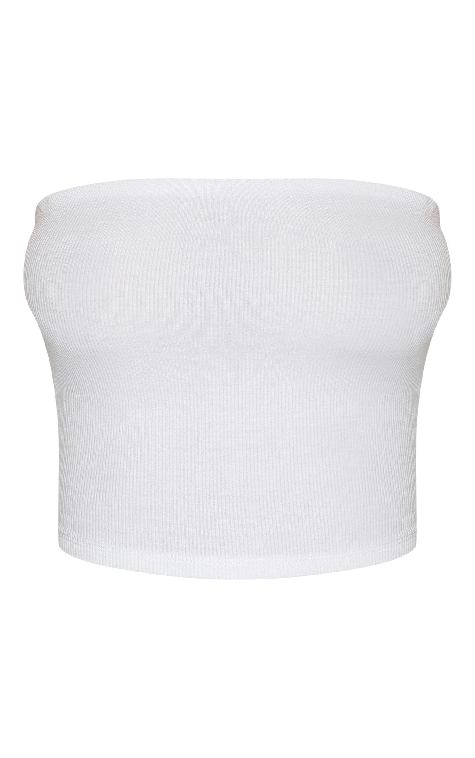 White Soft Rib Bandeau Top Product Image