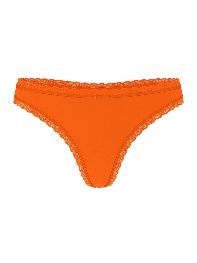 Cotton Lace-Waist Thong Product Image
