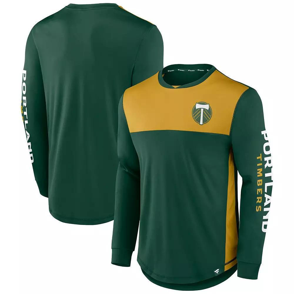 Men's Fanatics Branded Green/Gold Portland Timbers Striker Long Sleeve T-Shirt, Size: XL Product Image